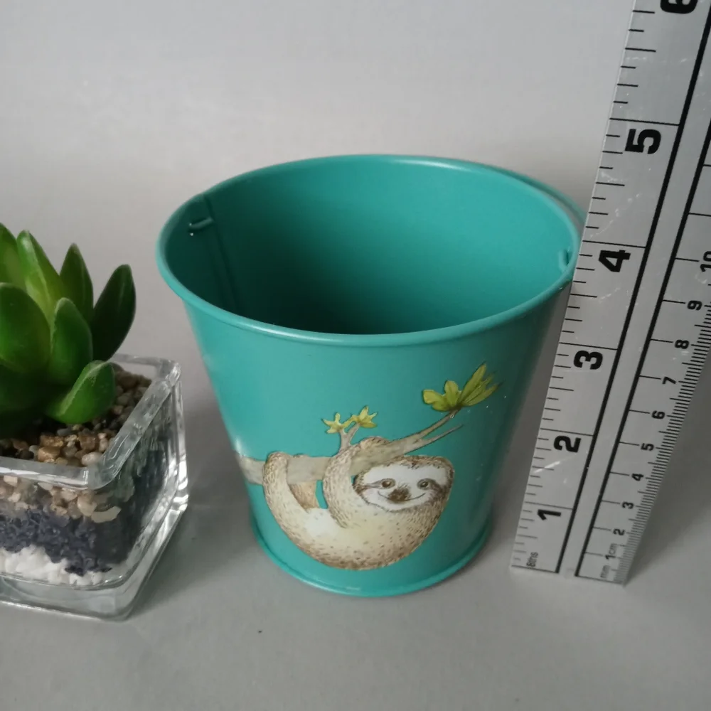 Metal Bucket with handles  color green with sloff  decorative  brand New